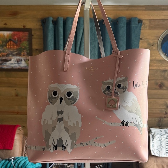 kate spade Handbags - Kate Spade Pink Owl Graphic Tote with KS Dust bag
